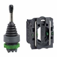 SCHNEIDER ELECTRIC Joystick Operator: Vertical Operation, 2 Positions, 1NO, Momentary, Non-Latching (MPN XD5PA22). Key specifications — Bezel Material: Plastic; Contact Form: 1NO; Switch Action: Momentary; Series: XB5; Brand: SCHNEIDER; Number of Positions: 2 + Center Off.