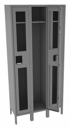 TENNSCO Wardrobe Locker: 36 in x 15 in x 78 in, Clearview, 1 Tiers, 3 Units Wide, Padlock Hasp, Gray (MPN CSL-121572-3 MED GRE). Key specifications — Brand: TENNSCO; Locker Color: Gray; Door Type: Clearview; Locker Material: Steel; Assembled: Assembled; Number Plate Included: Yes.