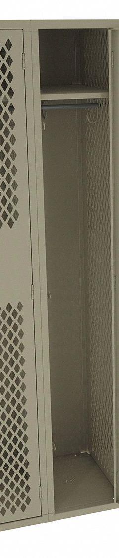 TENNSCO Wardrobe Locker: 36 in x 18 in x 72 in, Ventilated, 1 Tiers, 3 Units Wide, Padlock Hasp, Tan (MPN VSL-121872-CSND). Key specifications — Brand: TENNSCO; Locker Color: Tan; Door Type: Ventilated; Locker Material: Steel; Assembled: Assembled; Number Plate Included: Yes.