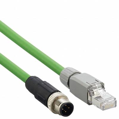 IFM Ethernet Cable: Cat5e, M12 Male Straight x RJ45 Male Straight, 10 m Lg - M12 Connector to RJ45 Connector Cordsets