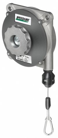 SPEEDAIRE Tool Balancer: Non-Locking, 4 lb Max. Tool Wt, 5 ft Cable Lg, Die Cast Aluminum, Fixed (MPN 5YAP3). Key specifications — attr378750: Fixed; attr215471: 2.00 to 4.00 lb; attr215474: Die Cast Aluminum; attr378751: Not Included; attr378752: No; attr215463: SPEEDAIRE.
