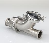 VNE Ball Check Valve: Ball, Y-Style Valve Body, 2 in Pipe Size, 316L Stainless Steel, Clamp x Clamp (MPN EG45BY-62.0). Key specifications — Standards: FDA; Mounting Orientation: Vertical; Brand: VNE; Connection Type - Side 2: Clamp; Valve Series: EG45BY-6; 3-A Compliance: Meets 3A Sanitary Standards; Connection Type - Side 1: Clamp; For Media: Fluids.