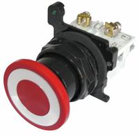 EATON Mushroom Head Push Button: Non-Illuminated, Mushroom Head Profile, Metallic, 30 mm, 1NO (MPN E34GDBC2-1X). Key specifications — Brand: EATON; Action: Maintained/Maintained; Series: E34; Push Button Material Type: Metallic.