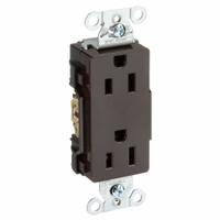 HUBBELL Receptacle: Decorator Duplex, 5-15, Brown, 125V AC, 15 A, 2 Pole / 3 Wire (MPN DR15)