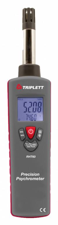TRIPLETT Precision Psychrometer: Onboard, Included, 8.9 in x 1.7 in x 1.3 in, -22°F to 199°F (MPN RHT60-NIST). Key specifications — attr1107597: TRIPLETT; attr1134764: Included.
