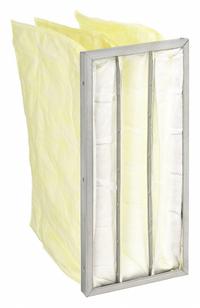 GRAINGER Pocket Air Filter: 24 in x 12 in x 18 in, MERV 14, Yellow, Synthetic, 3 Pockets (MPN 6B669). Key specifications — Display Sell UOM: EA; Brand: GRAINGER; Media Material: Synthetic; Performance Rating: MERV 14.