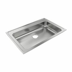 JUST MANUFACTURING Bowl Drop-In Sink: 33 in Overall Lg, 21 1/4 in Overall Wd, 4 1/2 in Bowl Dp (MPN SLADA2133A452-J). Key specifications — Brand: JUST MANUFACTURING; Color Family: Silver/Gray.