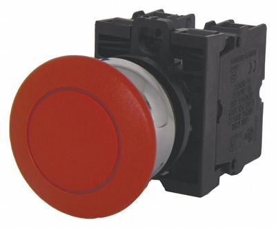 EATON Mushroom Head Push Button: Non-Illuminated, Mushroom Head Profile, Metallic - Mushroom-Head Push Buttons