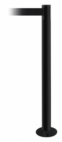 TENSABARRIER Barrier Post with Belt: Black, No Pattern, No Legend, 7 1/2 ft Belt Lg, Black (MPN 889F-33-33-STD-NO-B9X-C). Key specifications — Base Material: Steel; Belt Color: Black; Brand: TENSABARRIER; Post Material: Metal Alloy; Post Color: Black; Message: No Legend.