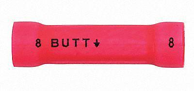 3M Butt Splice Connector: Red, Vinyl, For Wire Size 8 AWG – 8 AWG, 1,000 V - Insulated Butt Splice Connectors