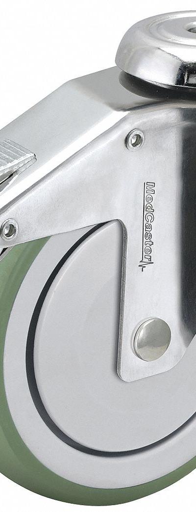 MEDCASTER Bolt-Hole Caster: Swivel - Antimicrobial Debris-Resistant Bolt-Hole Casters