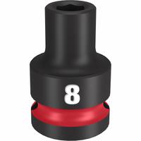 MILWAUKEE Standard Impact Socket: 1/2 in Drive Size, Metric, 8 mm Socket Size, 6-Point, Std (MPN 49-66-6240). Key specifications — attr1215501: MILWAUKEE; attr1215515: Black Phosphate; attr1215518: 8 mm.