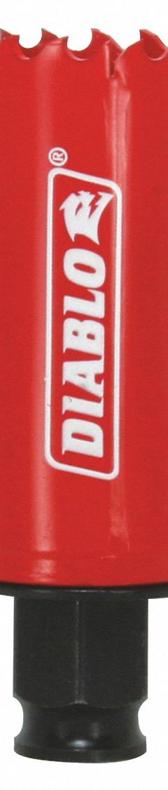 DIABLO Hole Saw: 1 5/16 in Saw Dia., 4 Teeth per Inch, 2 3/8 in Max. Cutting Dp, Bi-Metal (MPN DHS1312). Key specifications — attr1098070: 4; attr1098087: DIABLO; attr1098073: Snap-Lock Plus™.