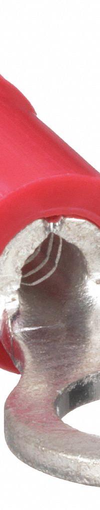 PANDUIT Ring Terminal: Red, Vinyl Insulation, #8 Stud Size, 22 AWG to 16 AWG Wire Sizes, 600 V (MPN PV18-8R-CY). Key specifications — attr1308027: PANDUIT.