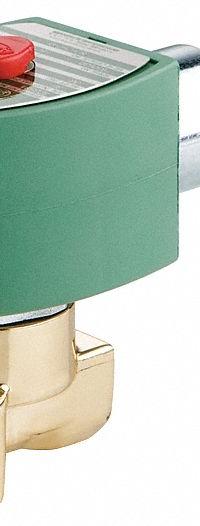 REDHAT Solenoid Valve: 2-Way, 3/8 in Pipe Size, 110V AC/120V AC, Brass Body, PTFE Seal (MPN 8263H206LT). Key specifications — Coil Enclosure: Watertight without Junction Box; Pipe Size: 3/8 in; Voltage: 110V AC; Brand: REDHAT.