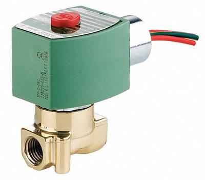 REDHAT Solenoid Valve: 2-Way, 3/8 in Pipe Size, 110V AC/120V AC, Brass Body - 2-Way/2-Position, Normally Closed Solenoid Valves