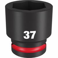 MILWAUKEE Standard Impact Socket: 3/4 in Drive Size, Metric, 37 mm Socket Size, 6-Point, Std (MPN 49-66-6375). Key specifications — attr1215501: MILWAUKEE; attr1215515: Black Phosphate; attr1215518: 37 mm.