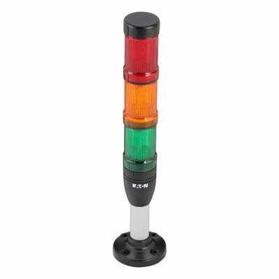 EATON Tower Light Assembly: 3 Tier, Amber/Green/Red, No Sounder Tier, 3 1/2 in Overall Ht - Three-Tier Tower Light Assemblies
