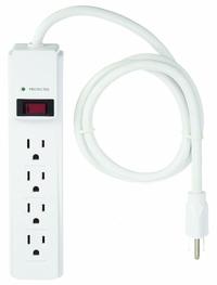 APPROVED VENDOR Outlet Strip: 4 Outlets, 4 ft Cord Lg, 1,050 J Rated Energy, 15 A Current, White (MPN 52NY67). Key specifications — Brand: APPROVED VENDOR; Mounting Style: Keyhole.