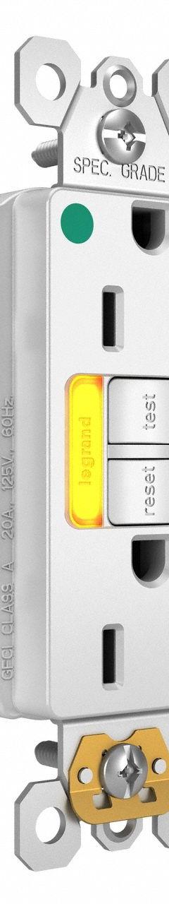 LEGRAND GFCI: Hospital Grade, Duplex, 5-20R, White, GFCI, 125V AC, 20 A, 2 Pole / 3 Wire (MPN 2097HGTRPIAMBW)