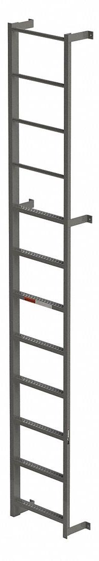APPROVED VENDOR Fixed Ladder: 12 ft Overall Ht, 26 in Overall Wd, Steel, 300 lb Load Capacity (MPN MDS08). Key specifications — Brand: APPROVED VENDOR; Assembly: Assembled; Number of Sections: 1.