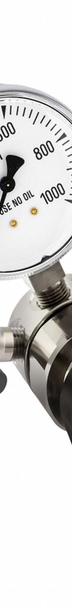 SMITH EQUIPMENT High Purity Gas Regulator: Single Stage, CGA 590 Inlet, 1/4" Tube Outlet, 25 psig (MPN 610-03100000). Key specifications — Brand: SMITH EQUIPMENT; Manufacturer Part Number: 610-03100000; Diaphragm Material: Stainless Steel; Outlet Connection: 1/4" Tube; Inlet Connection: CGA 590.