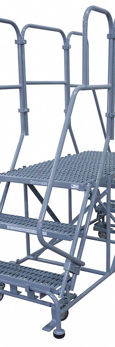 COTTERMAN Mobile Work Platform: 3.3 ft Platform Ht - Manual-Lock Rolling Dual-Access Platforms