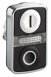 SCHNEIDER ELECTRIC Multihead Operator: Illuminated, 3 Button, Flush Profile, 22 mm Mounting Size (MPN ZB4BW7A1721). Key specifications — Brand: SCHNEIDER; Action: Momentary/Momentary/Momentary; Legend: I; Series: XB4; Push Button Material Type: Metallic.
