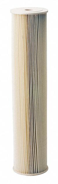 PENTAIR/PENTEK Water Filter Cartridge: 50 micron, Pleated, 20 gpm, 20 in Overall Ht (MPN 255496-75). Key specifications — Brand: PENTAIR/PENTEK; Filter Media: Resin-Impregnated Pleated-Cellulose Polyester.