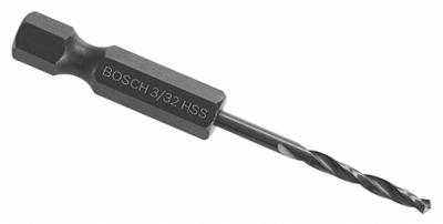 BOSCH Hex Shank Drill Bit: 3/32", 118° Split Point, Black Oxide HSS - Bosch Impact Tough Drill Bits