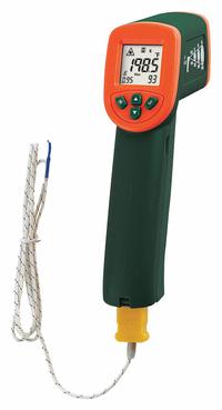 EXTECH Infrared Thermometer: IR267, Avg/Difference/Max Temp/Min Temp, Adj @ 0.05 to 1.00, -58°, CE. Key specifications — Features: Non-Contact Infrared Thermometer with High-Temperature Type-K Input; Testing Functions: Minimum Temperature; Temperature Alerts: High Temperature; Standards: CE; Resolution °F: 0.1°F; Manufacturer Part Number: IR267; Mounting Style - NEW: Handheld Only; Intrinsic Safety - NEW: Not Specified Intrinsically Safe.