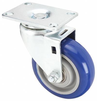 APPROVED VENDOR Plate Caster: Swivel, No Brake, Polyurethane, 5 in Wheel Dia. - General-Purpose NSF-Listed Sanitary Plate Casters