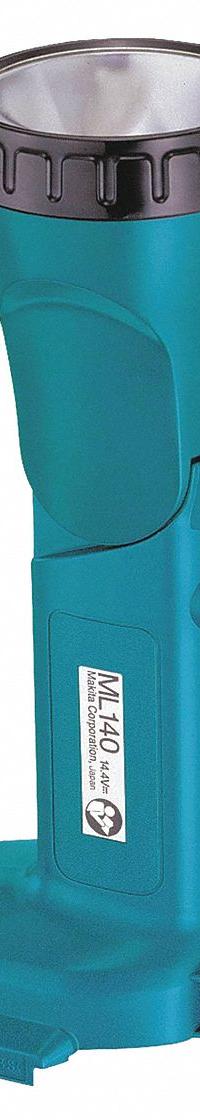 MAKITA Flashlight: Flashlight, Mode, Handheld, 110° Max. Head Rotation Angle, 14.4V DC (MPN ML140). Key specifications — attr1291482: Tool Only.