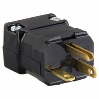 HUBBELL Straight Blade Plug: 5-20P, 125V AC, 20 A, 2 Pole, 3 Blade, Black (MPN HBL5364VBK)