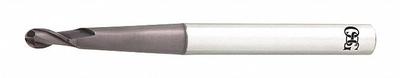 OSG Ball End Mill: Carbide, TiAlN Coated, 2 Flute, 12 mm Mill Dia, 22 mm LOC - Pencil-Neck Carbide Ball End Mills for Stainless Steel & Super Alloys