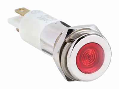 APPROVED VENDOR Flush Panel Light: 10 mm Panel Mounting Hole Dia, LED, Red, Flush Head - LED Indicator Pilot Lights
