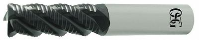 OSG Roughing End Mill: Carbide, TiAlN Coated, 4 Flute, 1/4" Mill Dia, 3/8" LOC - Corner-Radius Carbide Roughing End Mills for Stainless Steel & Super Alloys