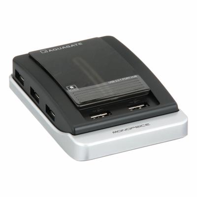 MONOPRICE Hub: USB 2.0 Connection, 7 Ports, Includes Power Adapter, Black - USB Hubs