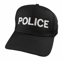 HEROS PRIDE Police Hat: Universal, Black with White Lettering, Cotton Twill (MPN 6753). Key specifications — attr188331: Black with White Lettering; attr188330: Universal; attr188332: Cotton Twill.