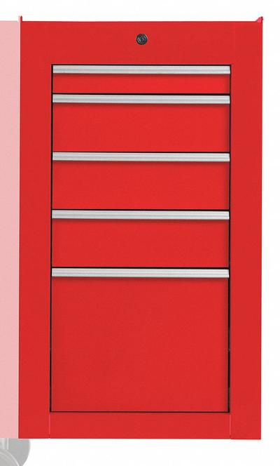 PROTO Side Cabinet: Red, 5 Drawers, Keyed, 19 in W x 25 1/4 in D x 34 in H, Red / Gloss - Heavy-Duty Side Cabinets