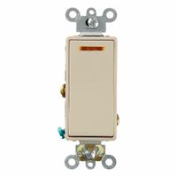 LEVITON Wall Switch: Rocker Switch, Single Pole, Maintained, Ivory, 120V AC, 20 A (MPN 5631-2I). Key specifications — Illuminated: Yes.
