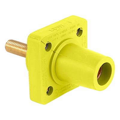 LEVITON Single Pole Receptacle: Yellow, Straight Taper Nose Mating, Threaded Stud Termination - Receptacles with Threaded Stud Terminations