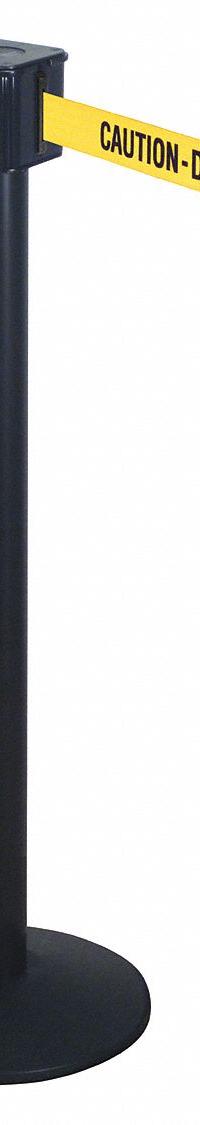 RETRACTA-BELT Barrier Post with Belt: Yellow, No Pattern, Caution Do Not Enter, 30 ft Belt Lg, Black (MPN PM412-30BA-CAU). Key specifications — attr981468: Cast Iron; attr981465: Yellow; attr981461: RETRACTA-BELT; attr981440: Aluminum; attr981443: Black; attr981449: Caution Do Not Enter; attr981448: Black.