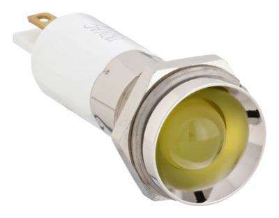 APPROVED VENDOR Protruding Panel Light: 12 mm Panel Mounting Hole Dia, LED, Yellow - LED Indicator Pilot Lights