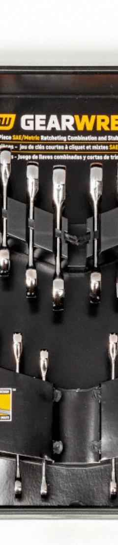 GEARWRENCH Combination Wrench Set: Alloy Steel, Full Polish Chrome, Std (MPN 39327). Key specifications — attr309581: Full Polish Chrome; attr309580: Alloy Steel; attr309571: No; attr309583: No; attr309587: Yes; attr324931: GEARWRENCH.