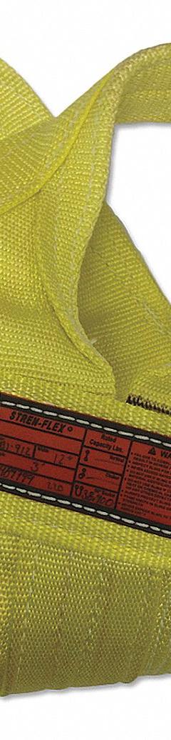 STREN-FLEX Web Sling: Type 8, Nylon, 1 Plies, 16 ft Sling Lg, 12 in Eye Lg, 1 Legs, 8 in Sling Wd (MPN WB1-908-16). Key specifications — Color: Yellow; Brand: STREN-FLEX; Sling Type: Type 8; Tag Type: Wear-Resistant Tag.