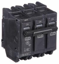 GE Miniature Circuit Breaker: THQL, 90 A, 120/240V AC, Three Phase, 10kA at 120/240V AC, Std (MPN THQL32090). Key specifications — Amps: 90 A; AC Voltage Rating: 120/240V AC; Phase: Three; Max. AIR Rating: 10kA at 120/240V AC; For Use With: Power Mark Gold Load Centers and AQ Lighting Panels.
