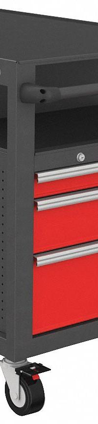 WESTWARD Rolling Tool Cabinet: Gray / Red Drawer, 44 1/4 in W x 31 1/8 in D x 40 in H, 10 Drawers (MPN 48ZF02). Key specifications — Brand: WESTWARD.