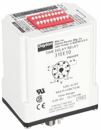 DAYTON Multi-Function Time Delay Relay: Socket Mounted, 120V AC, 10 A, 8 Pins/Terminals (MPN 31EE10). Key specifications — Delay Function: Watchdog; Mounting Style: Plug-In; Input Voltage: 120V AC/DC; Brand: DAYTON.