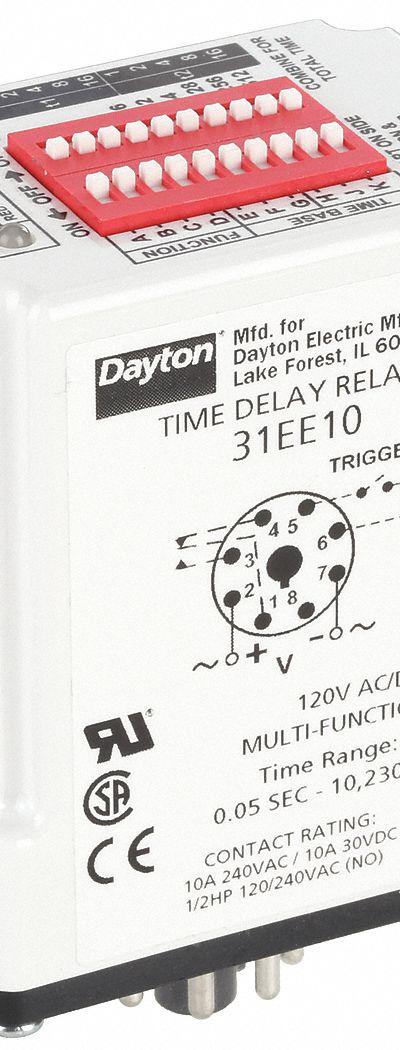 DAYTON Multi-Function Time Delay Relay: Socket Mounted - Socket-Mounted Relays